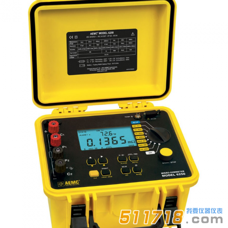 美國(guó)AEMC 6250便攜式10A、0.1μΩ分辨率數(shù)字微歐計(jì)